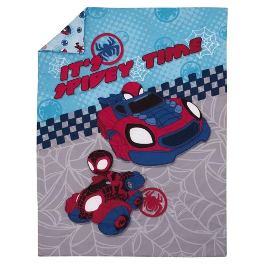 Marvel Spidey 5pc Toddler Bedding & Blanket Bundle, Toddler Bed, Boy, Blue,